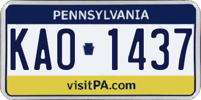 PA license plate KAO1437