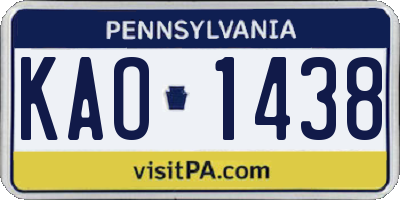 PA license plate KAO1438