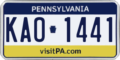 PA license plate KAO1441