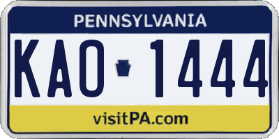 PA license plate KAO1444
