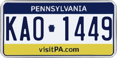 PA license plate KAO1449