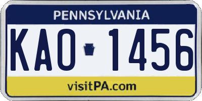 PA license plate KAO1456