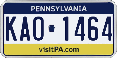 PA license plate KAO1464