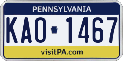 PA license plate KAO1467