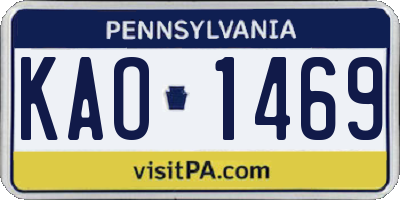 PA license plate KAO1469
