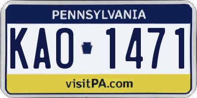 PA license plate KAO1471