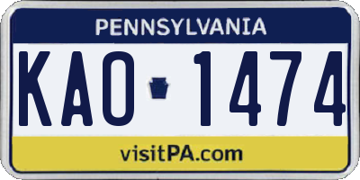 PA license plate KAO1474