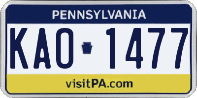 PA license plate KAO1477
