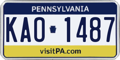 PA license plate KAO1487