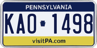 PA license plate KAO1498