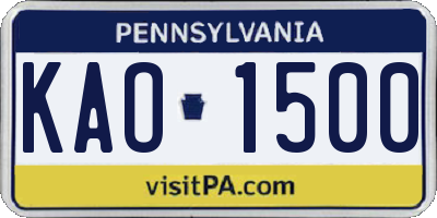 PA license plate KAO1500