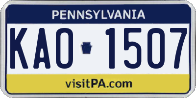 PA license plate KAO1507