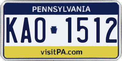 PA license plate KAO1512