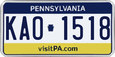PA license plate KAO1518