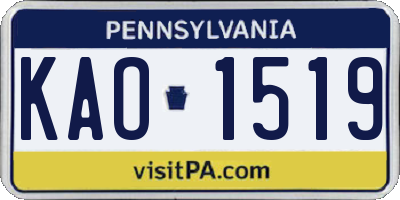 PA license plate KAO1519