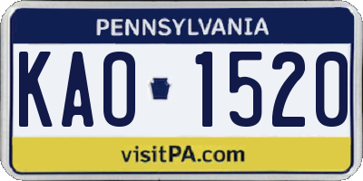 PA license plate KAO1520