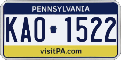 PA license plate KAO1522