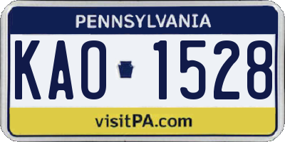 PA license plate KAO1528