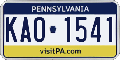 PA license plate KAO1541