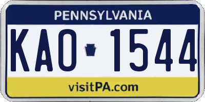 PA license plate KAO1544