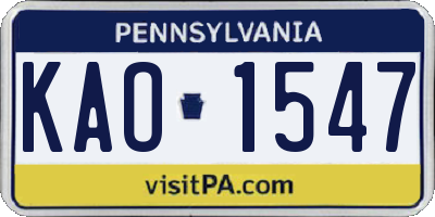 PA license plate KAO1547