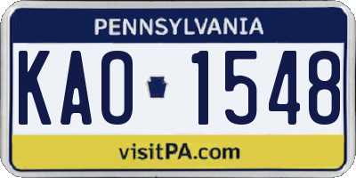 PA license plate KAO1548