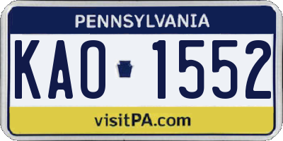 PA license plate KAO1552
