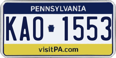 PA license plate KAO1553