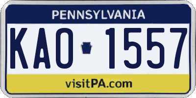PA license plate KAO1557