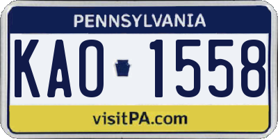 PA license plate KAO1558