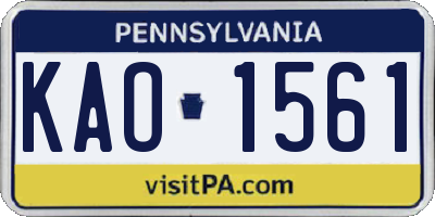 PA license plate KAO1561