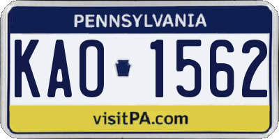 PA license plate KAO1562