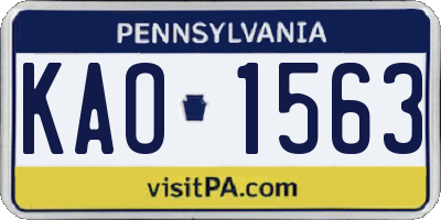 PA license plate KAO1563