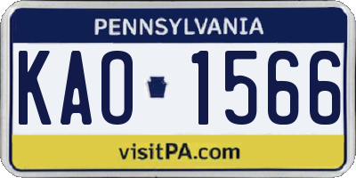PA license plate KAO1566