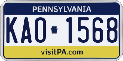 PA license plate KAO1568