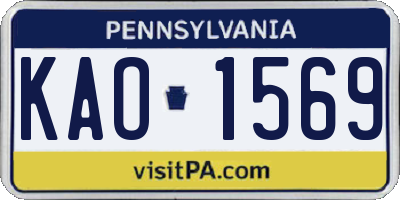 PA license plate KAO1569