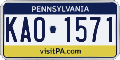 PA license plate KAO1571