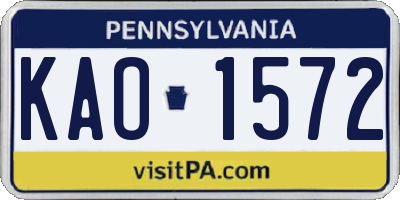 PA license plate KAO1572