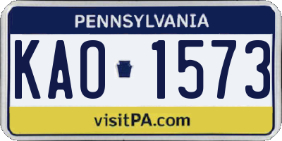 PA license plate KAO1573