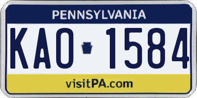 PA license plate KAO1584