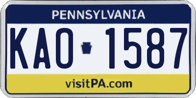 PA license plate KAO1587