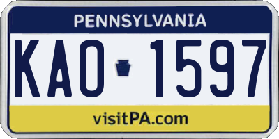 PA license plate KAO1597