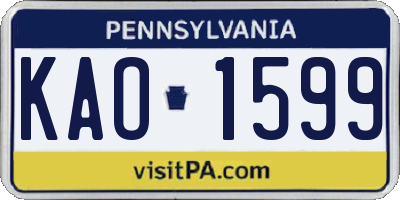 PA license plate KAO1599
