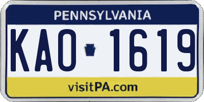 PA license plate KAO1619