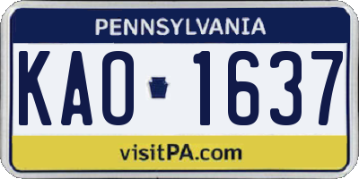 PA license plate KAO1637