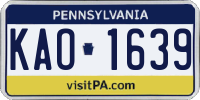 PA license plate KAO1639