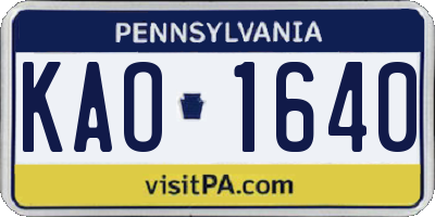 PA license plate KAO1640