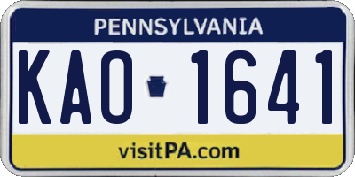PA license plate KAO1641