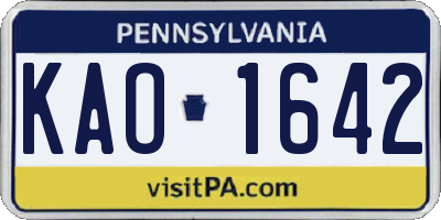 PA license plate KAO1642