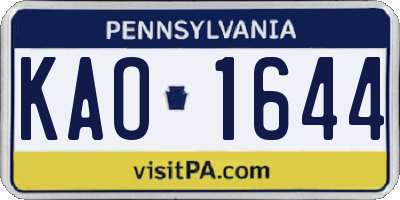 PA license plate KAO1644